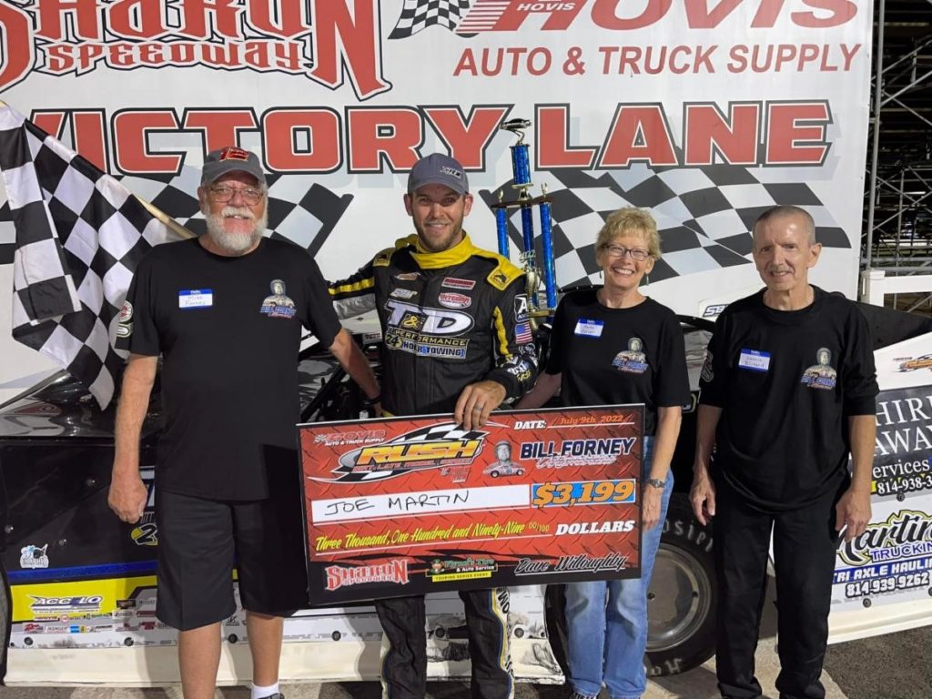 JOE MARTIN REDEEMS HIMSELF IN "BILL FORNEY MEMORIAL" AT SHARON FOR HOVIS RUSH LATE MODELS; HIS 2ND FLYNN'S TIRE TOUR WIN COMES AFTER A SPIRITED BATTLE WITH MICHAEL NORRIS