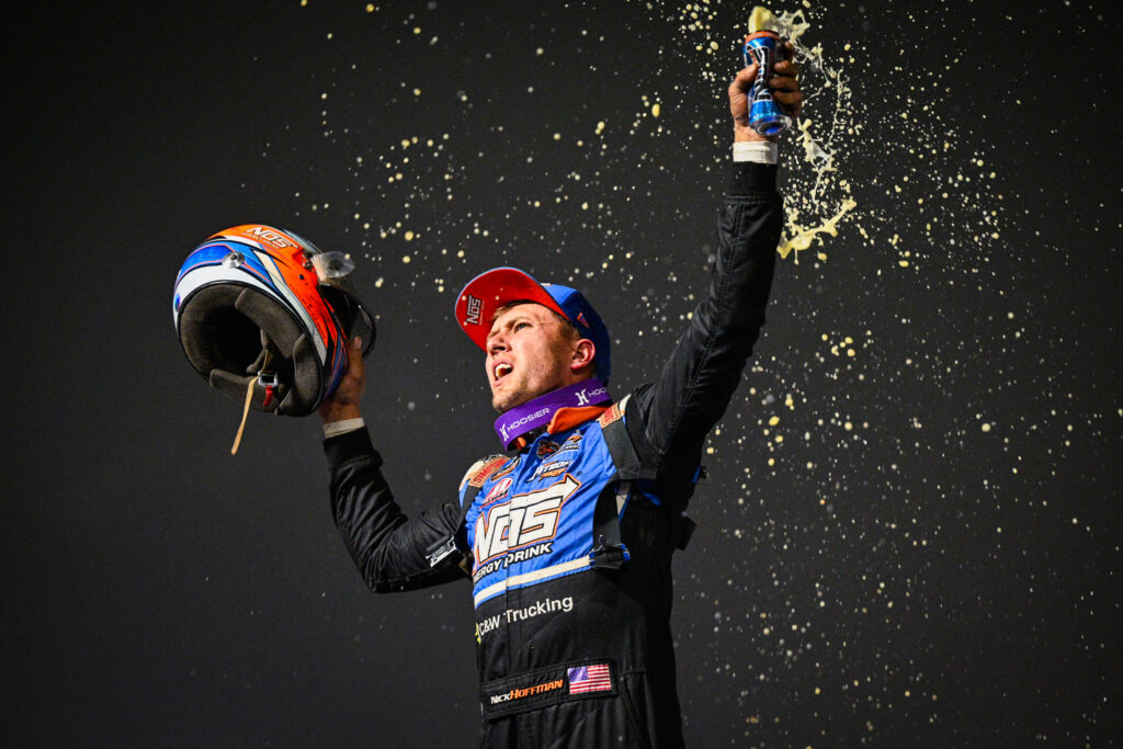 Nick Hoffman in Victory Lane on first night of racing at Volusia Speedway