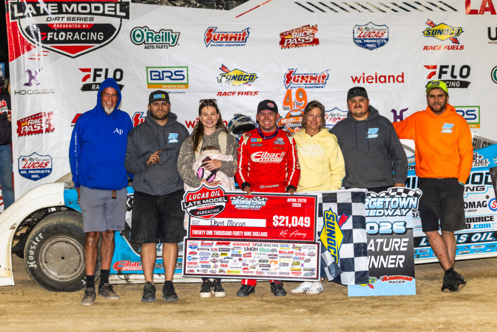 Devin Moran and family in victory lane at Georgetown Speedway