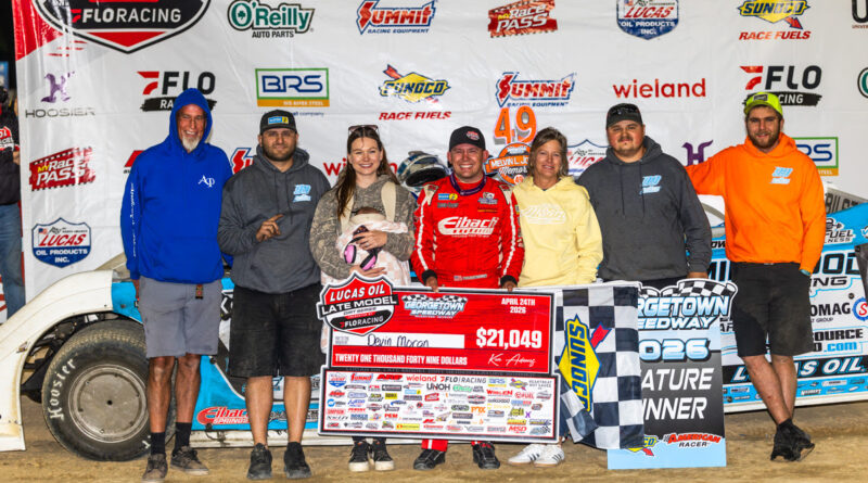 Devin Moran and family in victory lane at Georgetown Speedway